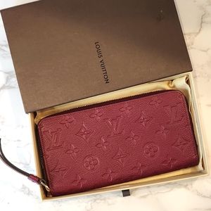 LOUIS VUITTON Monogram Empreinte Leather Zippy Wallet Red